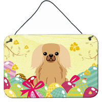 "Caroline's Treasures Easter Eggs Pekingnese Fawn Sable Metal Print, 8"" H x 12"" W"