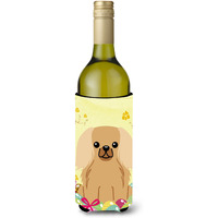 "Caroline's Treasures BB6104LITERK Easter Pekingnese Fawn Sable Wine Bottle Beverage Insulator Hugger, 750ml, Multicolor"