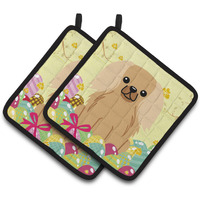 "Caroline's Treasures Easter Pekingnese Fawn Sable Pair of Pot Holders, 7.5HX7.5W, Multicolor"