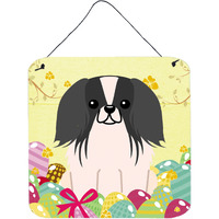 "Caroline's Treasures Easter Eggs Pekingnese Black White Metal Print, 6 x 6, Multicolor"