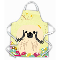 "Caroline's Treasures Easter Eggs Pekingnese Cream Apron, Large, Multicolor"