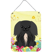 "Caroline's Treasures Easter Eggs Pekingnese Black Metal Print, 16 x 12, Multicolor"