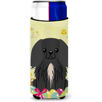 "Caroline's Treasures Easter Eggs Pekingnese black Michelob Ultra Hugger For Slim Cans, Slim Can, Multicolor"