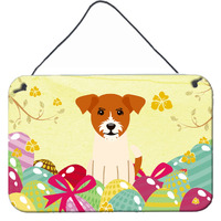 "Caroline's Treasures Easter Eggs Jack Russell Terrier Metal Print, 8"" H x 12"" W"