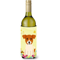 "Caroline's Treasures BB6108LITERK Easter Jack Russell Terrier Wine Bottle Beverage Insulator Hugger, 750ml, Multicolor"