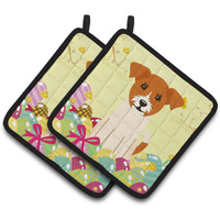 "Caroline's Treasures Easter Jack Russell Terrier Pair of Pot Holders, 7.5HX7.5W, Multicolor"