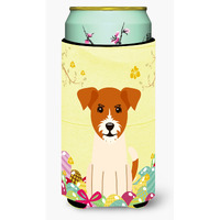 "Caroline's Treasures Easter Eggs Jack Russell Terrier Tall Boy Beverage Insulator Hugger, Multicolor"