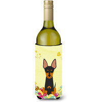 "Caroline's Treasures BB6109LITERK Easter Eggs English Toy Terrier Wine Bottle Beverage Insulator Hugger, 750ml, Multicolor"