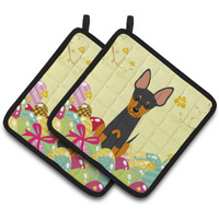 "Caroline's Treasures Easter English Toy Terrier Pair of Pot Holders, 7.5HX7.5W, Multicolor"