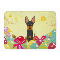 "Caroline's Treasures Easter Eggs English Toy Terrier Machine Washable Memory Foam Mat doormats, Multicolor"