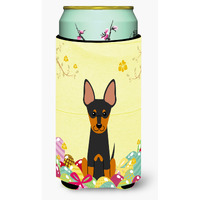 "Caroline's Treasures Easter Eggs English Toy Terrier Tall Boy Beverage Insulator Hugger, Multicolor"