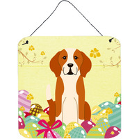 "Caroline's Treasures Easter Eggs English Foxhound Metal Print, 6 x 6, Multicolor"