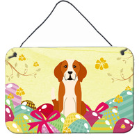 "Caroline's Treasures Easter Eggs English Foxhound Metal Print, 8"" H x 12"" W"