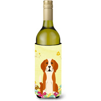 "Caroline's Treasures BB6110LITERK Easter Eggs English Foxhound Wine Bottle Beverage Insulator Hugger, 750ml, Multicolor"
