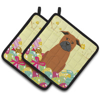 "Caroline's Treasures Easter Chinese Chongqing Dog Pair of Pot Holders, 7.5HX7.5W, Multicolor"