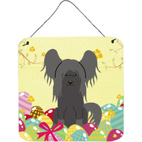"Caroline's Treasures Easter Eggs Chinese Crested Black Metal Print, 6 x 6, Multicolor"