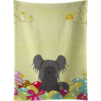 "Caroline's Treasures Easter Eggs Chinese Crested Black Kitchen Towel, Multicolor, 25"" x 15"""