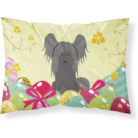 Easter Eggs Chinese Crested Black Fabric Standard Pillowcase