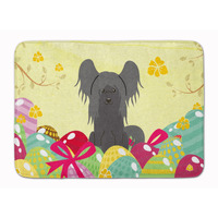 "Caroline's Treasures Easter Eggs Chinese Crested Black Machine Washable Memory Foam Mat doormats, Multicolor"