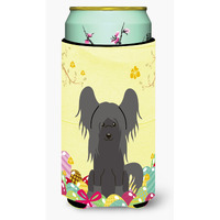 "Caroline's Treasures Easter Eggs Chinese Crested black Tall Boy Beverage Insulator Hugger, Multicolor"