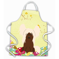"Caroline's Treasures Easter Eggs Chinese Crested Cream Apron, Large, Multicolor"