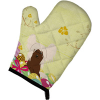 "Caroline's Treasures Easter Eggs Chinese Crested Cream Oven Mitt, Multicolor, 12"" x 8.5"""