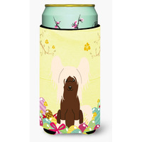 "Caroline's Treasures Easter Eggs Chinese Crested Cream Tall Boy Beverage Insulator Hugger, Multicolor"
