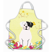 "Caroline's Treasures Easter Eggs White Boxer Cooper Apron, Large, Multicolor"