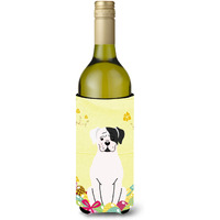 "Caroline's Treasures BB6114LITERK Easter Eggs White Boxer Cooper Wine Bottle Beverage Insulator Hugger, 750ml, Multicolor"