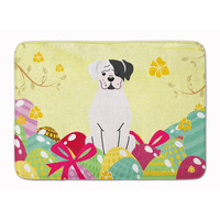 Caroline's Treasures Easter Eggs White Boxer Cooper Machine Washable Memory Foam Mat doormats