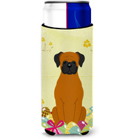 "Caroline's Treasures Easter Eggs Fawn Boxer Michelob Ultra Hugger For Slim Cans, Slim Can, Multicolor"