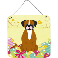 "Caroline's Treasures Easter Eggs Flashy Fawn Boxer Metal Print, 6 x 6, Multicolor"