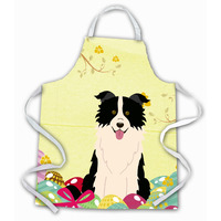 "Caroline's Treasures Easter Eggs Border Collie black White Apron, Large, Multicolor"