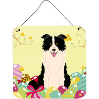 "Caroline's Treasures Easter Eggs Border Collie Black White Metal Print, 6 x 6, Multicolor"