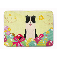 Caroline's Treasures Easter Eggs Border Collie Black White Machine Washable Memory Foam Mat doormats
