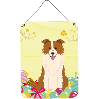 "Caroline's Treasures Easter Eggs Border Collie Red White Metal Print, 16 x 12, Multicolor"