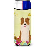 "Caroline's Treasures Easter Border Collie Red White Michelob Ultra Hugger For Slim Cans, Slim Can, Multicolor"