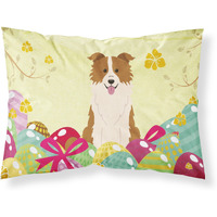 Easter Eggs Border Collie Red White Fabric Standard Pillowcase
