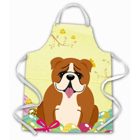 "Caroline's Treasures Easter Eggs English Bulldog Red White Apron, Large, Multicolor"