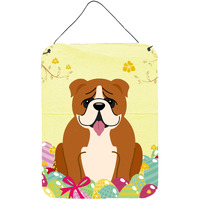 "Caroline's Treasures Easter Eggs English Bulldog Red White Metal Print, 16 x 12, Multicolor"