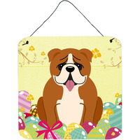 "Caroline's Treasures Easter Eggs English Bulldog Red White Metal Print, 6 x 6, Multicolor"