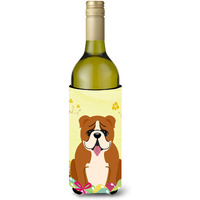"Caroline's Treasures BB6120LITERK Easter English Bulldog Red Wine Bottle Beverage Insulator Hugger, 750ml, Multicolor"