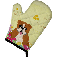 "Caroline's Treasures Easter Eggs English Bulldog Red White Oven Mitt, Multicolor, 12"" x 8.5"""