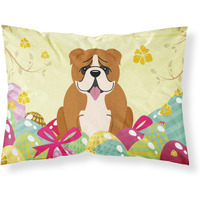 Easter Eggs English Bulldog Red White Fabric Standard Pillowcase