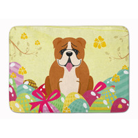 Caroline's Treasures Easter Eggs English Bulldog Red White Machine Washable Memory Foam Mat doormats