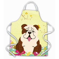 "Caroline's Treasures Easter Eggs English Bulldog Brindle White Apron, Large, Multicolor"