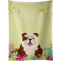 "Caroline's Treasures Easter Eggs English Bulldog Brindle White Kitchen Towel, Multicolor, 25"" x 15"""