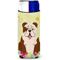 "Caroline's Treasures Easter English Bulldog Brindle Michelob Ultra Hugger For Slim Cans, Slim Can, Multicolor"