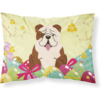 Easter Eggs English Bulldog Brindle White Fabric Standard Pillowcase