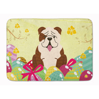 Caroline's Treasures Easter Eggs English Bulldog Brindle White Machine Washable Memory Foam Mat doormats